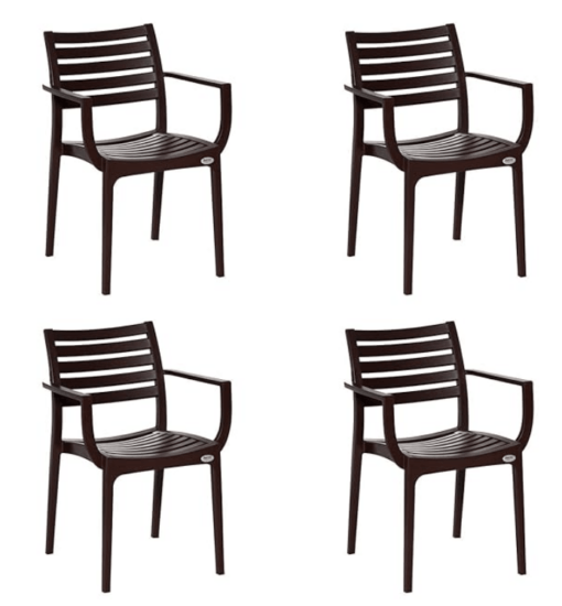 Supreme Empire Heavy Duty Plastic Chair for Home, Garden, Restaurants and Office (Globus Brown, Set of 4)
